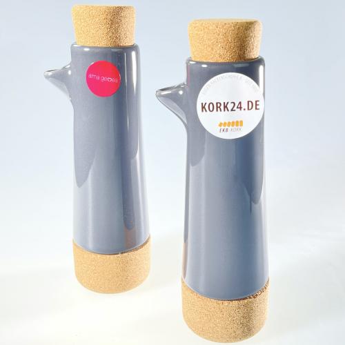 l/Essig Spender dunkelgrau Keramik mit Kork Set mit 2 Flaschen