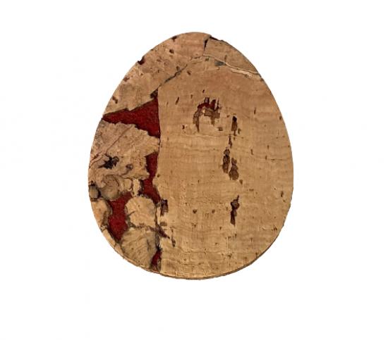 Osterei aus Kork 6 cm x 5 cm x 4mm mit rotem Muster