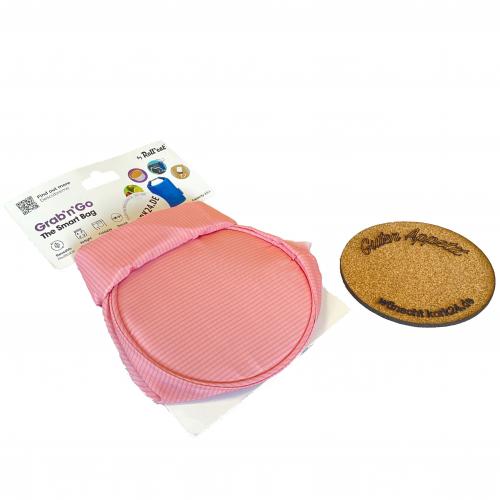 GrabnGo nachhaltige Lunch-Bag mit passendem Korkuntersetzer Tasche in Farbe - Auswahl: pink