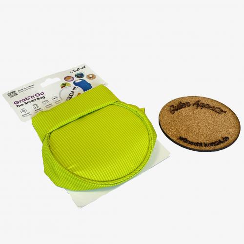 GrabnGo nachhaltige Lunch-Bag mit passendem Korkuntersetzer Tasche in Farbe - Auswahl: lime