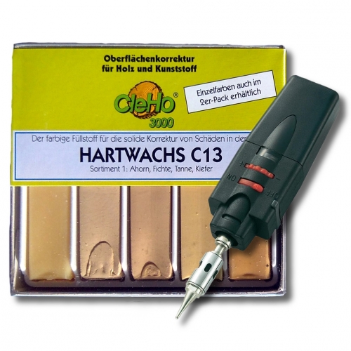 CleHo Hartwachs C13 Holzreparatur mit Hartwachsschmelzer - Farbton: Ahorn Fichte Tanne Kiefer