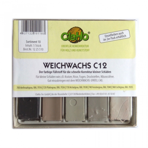 CleHo Weichwachs C12 Holzreparatur Pack, div. Farben wählbar - Farbton: RAL (Grau)