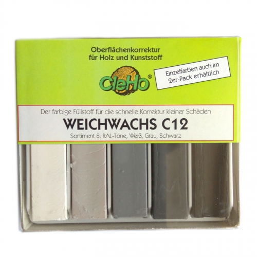 CleHo Weichwachs C12 Holzreparatur Pack, div. Farben wählbar - Farbton: RAL (Weiß, Grau, Schwarz)