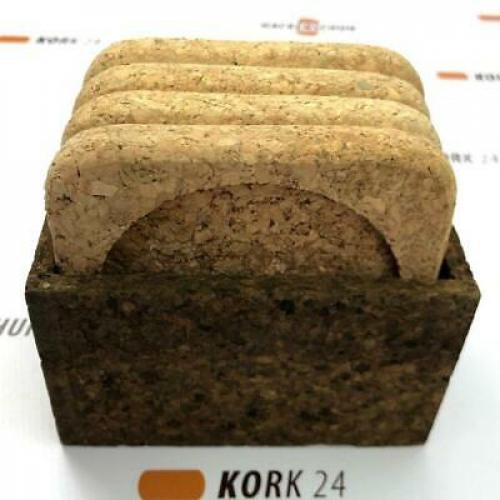 Kork Untersetzer Box Set dunkelbraun/hellbraun quadratisch, mit Ausfräsung