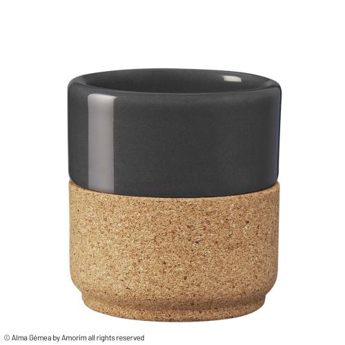Espresso Tasse dunkelgrau Keramik mit Kork
